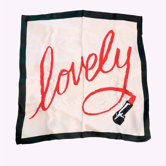 Kate Spade Lipstick “Lovely” Silk Square Scarf - Picture 3 of 5